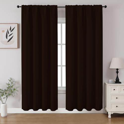 Blackout Curtains 72 inch Length 2 Panels Set (Chocolate / 52"W x 72"L (Pack of 2))