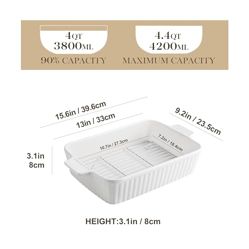 4.4 QT Baking Dishes with Rack (White-with Rack / 4.4 QT)