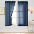 Navy Blue Sheer Curtains 63 Inch Length 2 Panels (42"W x 63"L (Pack of 2) / Navy Blue)
