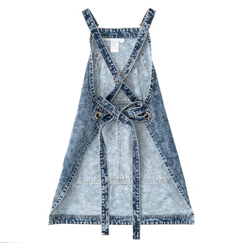 Cotton Denim Apron with Pockets for Men (Large / Denim Blue)