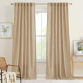 Linen Semi Sheer Curtains for Bedroom Living Room 95 inches Long (H - Camel / 52"W x 95"L (Pack of 2))