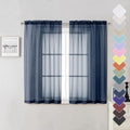 Short Sheer Curtains 54 Inches Length 2 Panels (Navy Blue / 40"W x 54"L (Pack of 2))