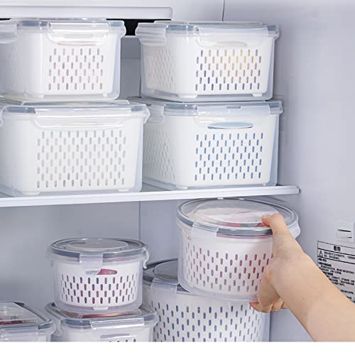 3Pack Fridge Food Storage Container Set with Lids with Strainer