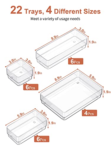 22 PCS Drawer Organizer (Large / Clear)