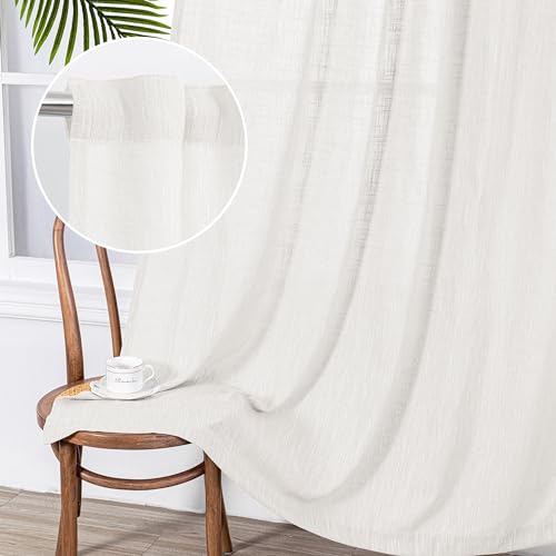 Curtains 63 Inch Length 2 Panels (50"W x 63"L (Pack of 2) / Beige White)