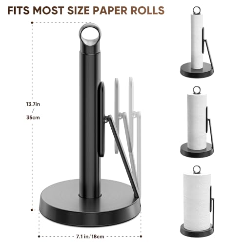 Heavy Duty Paper Towel Holder with Tension Arm (Black)