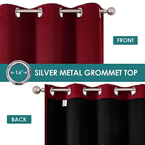 100% Blackout Curtains for Bedroom 80 Inches Long 2 Panels Set (52"W x 80"L (Pack of 2) / Burgundy)