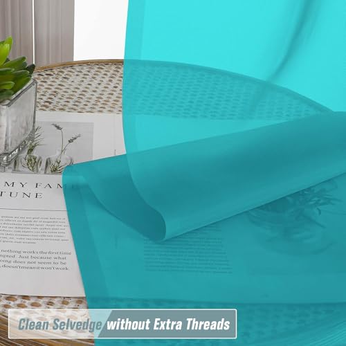 Turquoise Window Sheer Curtains 45 Inches Length (42"W x 45"L (Pack of 2) / Turquoise)