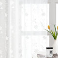 White Sheer Curtains 84 Inches Long 2 Panels White Embroidered Floral Pattern Semi Sheer Window Curtains for Bedroom Living Room (52"W x 84"L (Pack of 2) / White)