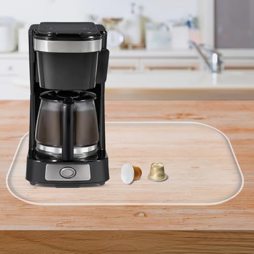 Silicone Coffee Maker Mat with Lip for Countertops 17.4''x10.6''Translucent (Translucent / 17.4'' x 10.6'')