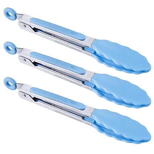 Kitchen Food Tongs (Blue - Mini Tongs Set)