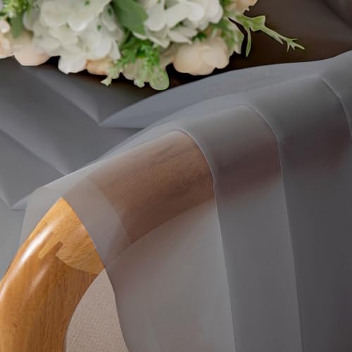 Sheer Curtain Panels Set 96" Inches Long (Charcoal Grey / 40"W x 96"L (Pack of 2))
