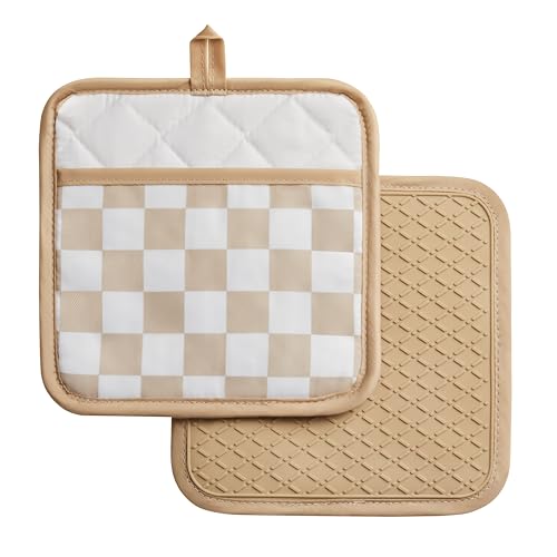 Beige Checkered Pot Holder (Beige)