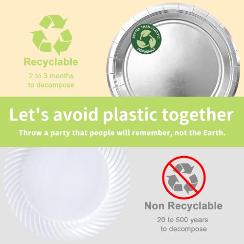 Silver Paper Plates (Silver / 50 Count (25-9" & 25-7"))