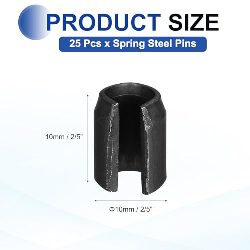 25Pcs Slotted Split Roll Pins 2 (2/5 Inch(10mm) Dia. 1/2 Inch(14mm) Length)
