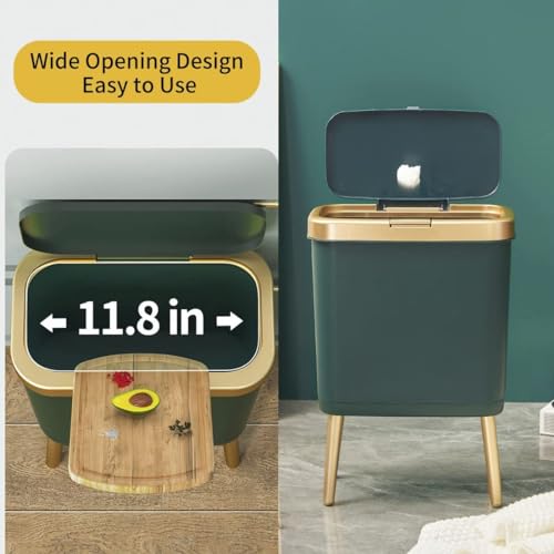 Green Bathroom Trash Can with Lid (Green)