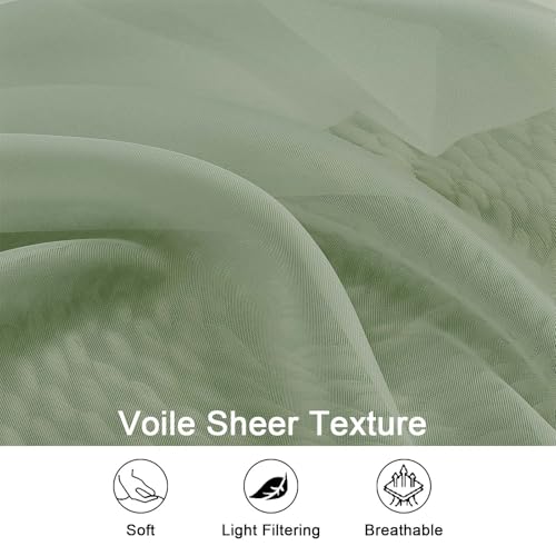 Sage Green Sheer Curtains 120 Inches 2 Panels for Living Room 59" W (Sage Green / 59"W x 120"L (Pack of 2))