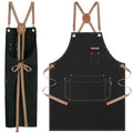 Chef Apron with Cross Back Straps for Men Women (Black)