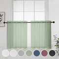 Short Sage Green Sheer Curtains 24 Inches Long 2 Panels for Bathroom Window (Sage Green / 42"W x 24"L (Pack of 2))