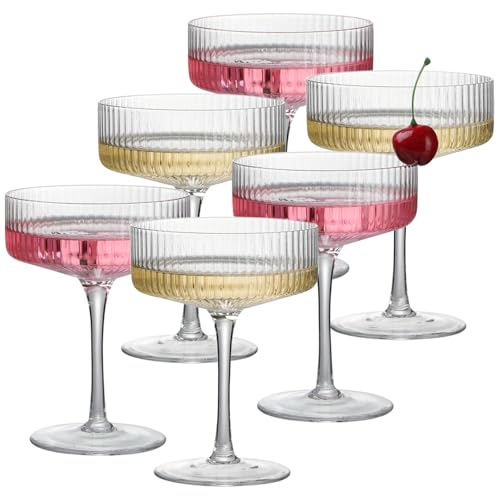 6 Pcs Ribbed Coupe Glasses (6 pcs)