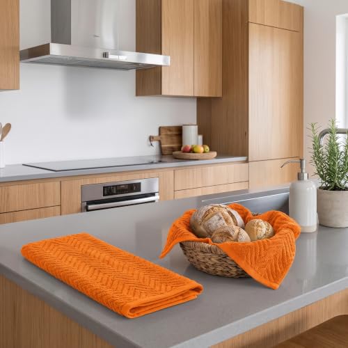100% Cotton Kitchen Towels 15x25 in (Orange)