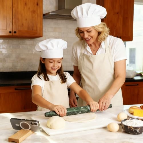 Natural Marble Rolling Pin for Baking (15.6"x1.48"-Green)