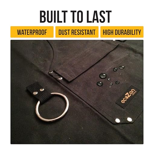 ecoZen Waxed Canvas Welding Apron with Kevlar Thread (Black Kevlar)
