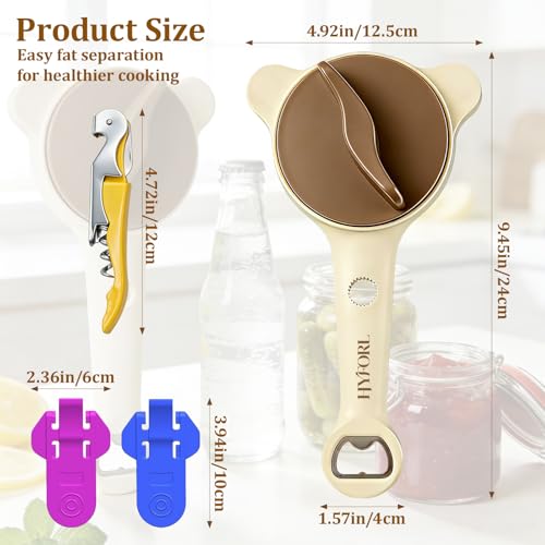 2026 Adjustable 4‑in‑1 Jar Opener with Red Wine Corkscrew & 2 Can Opener (Beige)