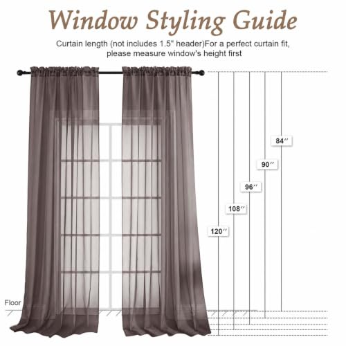 Chocolate Sheer Curtains 72 Inches Long 2 Panels Set (Chocolate / 59"W x 72"L (Pack of 2))
