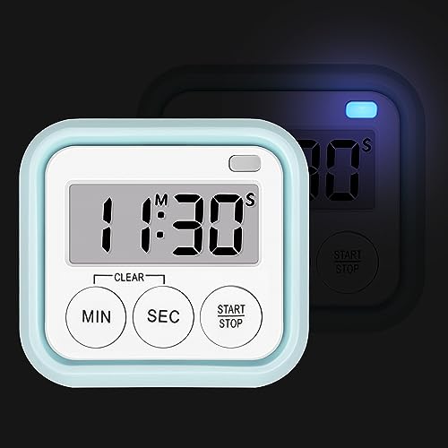 Timer Kitchen Timers for Cooking Classroom Timer for Kids Teachers Digital Magnetic Timers 2 Pack (Blue)