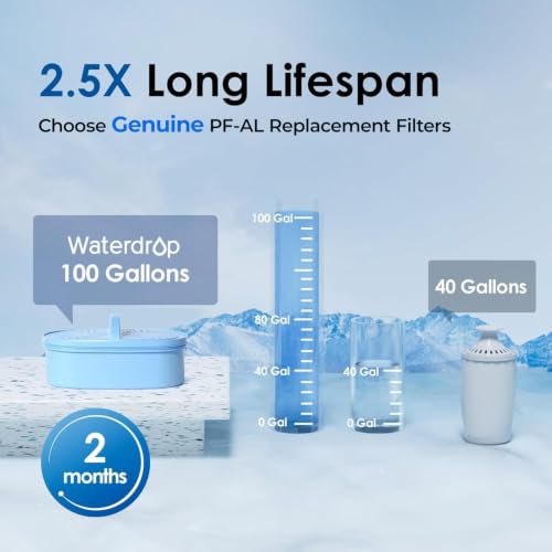 PT-07B-A Alkaline Water Filter Pitcher, 10-Cup, Up to pH 9.5 (Azure / Alkaline)