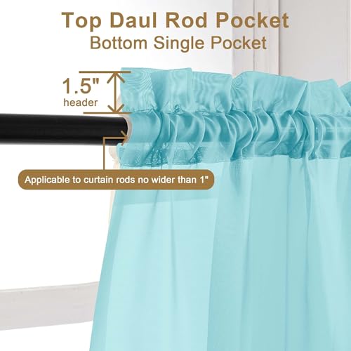 Aqua Sheer Curtains 96 inches Long 2 Panels (Aqua / 42"W x 96"L (Pack of 2))