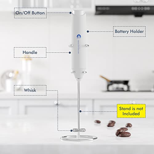 Powerful Milk Frother Handheld Foam Maker (No Stand / White)