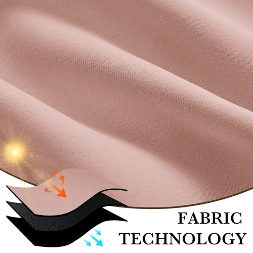 Bedroom Blackout Curtains 80 inches Long (100% Blackout - Peach Pink / 34"W x 80"L (Pack of 2))