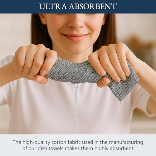 Kitchen Towels Set 100% Cotton Absorbent 6 Pack (18"x28" - 6 Pack / 09: Black)