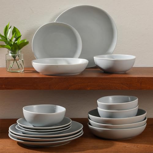 Zion Mist 16 Piece Stoneware Reactive Glaze (Blue (Zion Mist) / Service for 4 (16pcs))