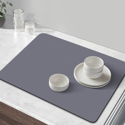 Coffee Mat Super Absorbent Dish Drying Mat Coffee Bar Mat 18"x 36" (Gray / 36" x 18")