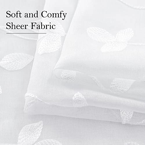 White Sheer Curtains Vine Embroidered (52"W x 63"L (Pack of 2) / Vine White)