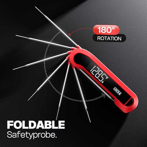 0.3 Sec Instant Read Meat Thermometer Digital for Cooking (Cherry Red)
