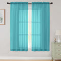 Sheer Turquoise Curtains for Bedroom Living Room 63 Inch Length 2 Panels (Turquoise / 42"W x 63"L (Pack of 2))