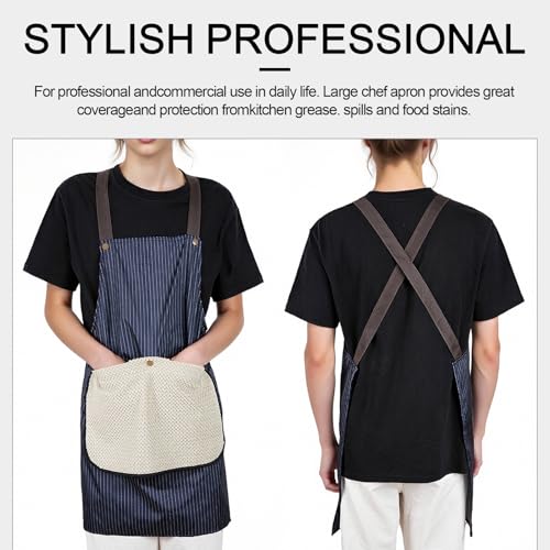 Kitchen Waterproof Apron Adjustable Women Cross Back Aprons Chef Apron with Towel Attached for Men Cooking Baking Blue (Blue)