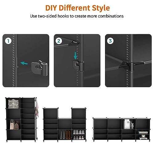 Closet Organizer 8 Cube Closet Storage Shelves (Black)