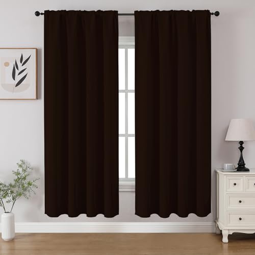 Blackout Curtains 63 inch Length 2 Panels Set (Chocolate / 52"W x 63"L (Pack of 2))