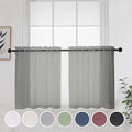 Grey Sheer Curtains 24 Inches Long 2 Panels for Bathroom Window (Grey / 42"W x 24"L (Pack of 2))