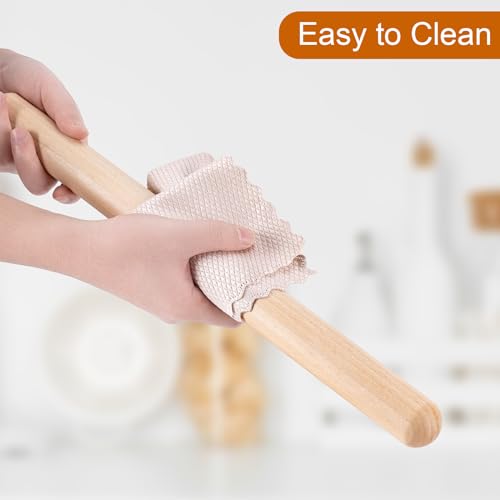 French Rolling Pin for Baking (17.7 Inches-Round / Light Yellow)