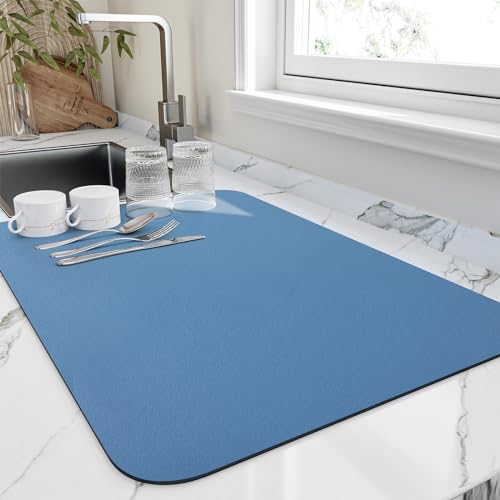 Dish Drying Mat for Kitchen Counter (Blue / 16" x 20")