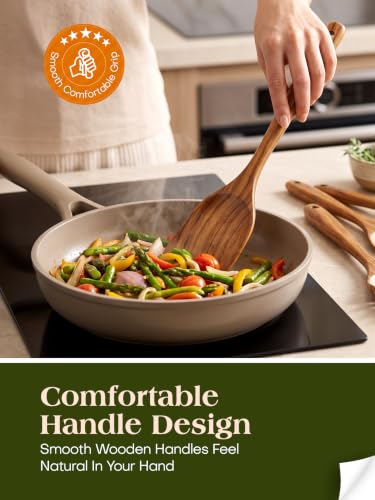 AIUHI 10 Pcs Wooden Spoons for Cooking (10 pack wooden utensils)