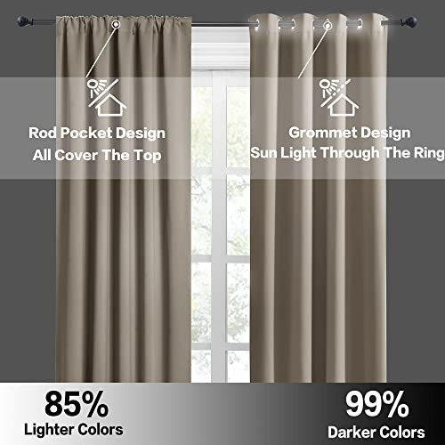 Short Blackout Privacy Curtains 30 inch Long for Bathroom Window (Sand / 42"W x 30"L (Pack of 2))