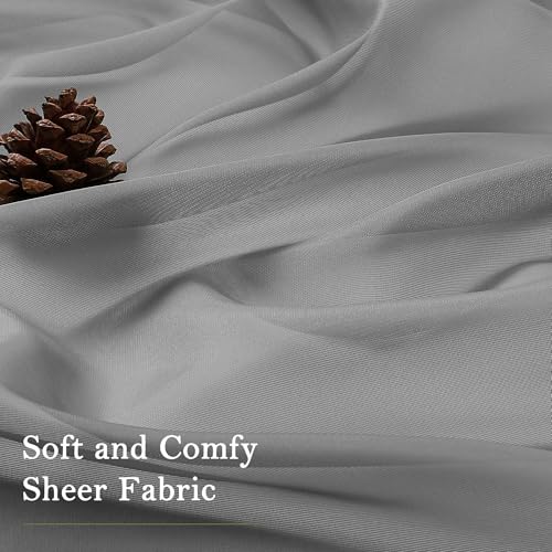 Charcoal Grey Sheer Curtains 63 Inch Length 2 Panels (Charcoal Grey / 59"W x 63"L (Pack of 2))