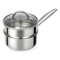 1.5 Qt Tri Ply Stainless Steel Saucepan with Steamer Basket & Lid (1.5 Quarts)